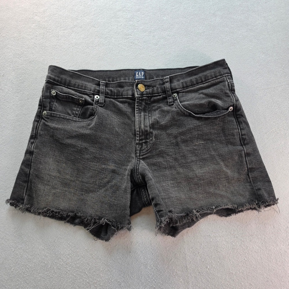 Gap Denim 5" Short Black Cut Off Frayed Hem Jean Shorts Womens 28 Petite